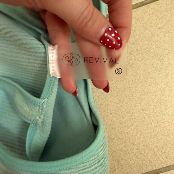 Altar'd State Revival Ribbed Tank Top Teal Womens O/S - Picture 2 of 5